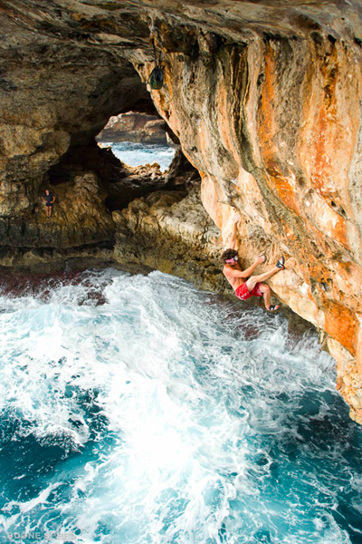 rock climbing over water