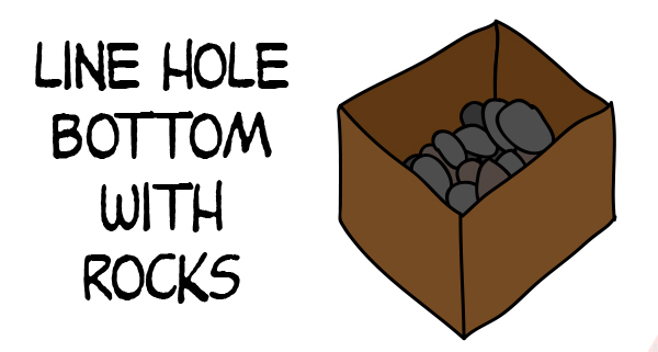 line bottom of hole with rocks