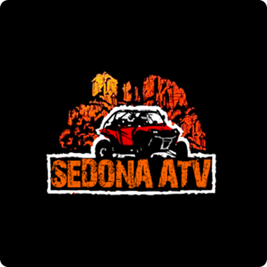 Logo featuring a red and white all-terrain vehicle (ATV) in front of orange rock formations with the text 'SEDONA ATV' below.
